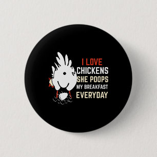 I Love Chicken Funny Chicken Design Chicken Lover  6 Cm Round Badge