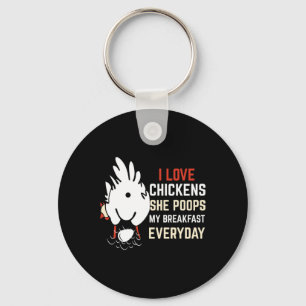 I Love Chicken Funny Chicken Design Chicken Lover Key Ring