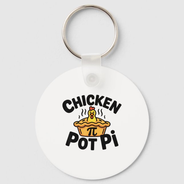 I Love Chicken Pot Pi Math Food Pun  Key Ring (Front)