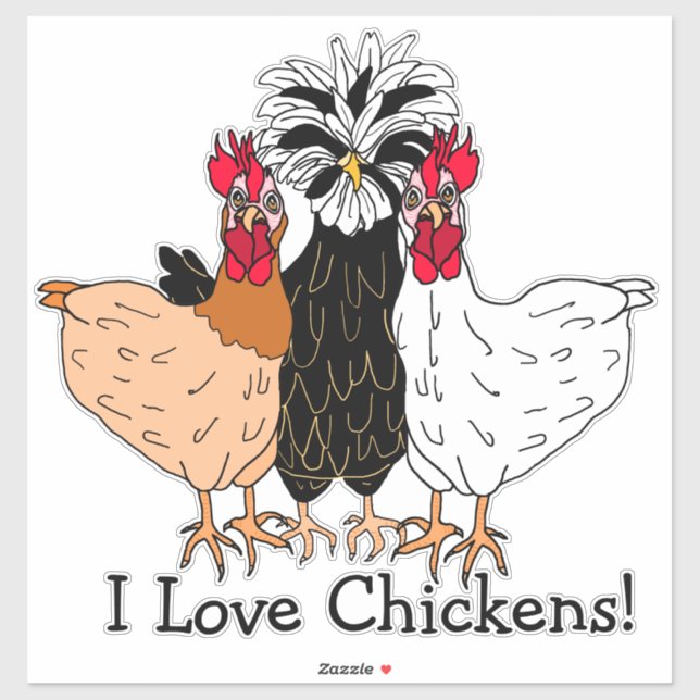I Love Chickens Cartoon Hand Drawn (Sheet)