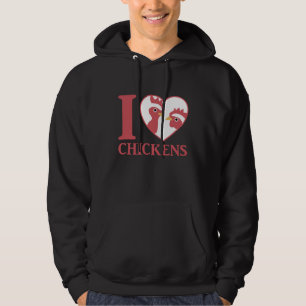 I Love Chickens Cute Chickens In Heart Rooster Hoodie