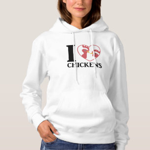 I Love Chickens Cute Chickens In Heart Rooster Hoodie