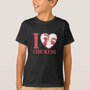I Love Chickens Cute Chickens In Heart Rooster T-Shirt