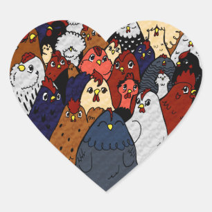 I Love Chickens Heart Sticker