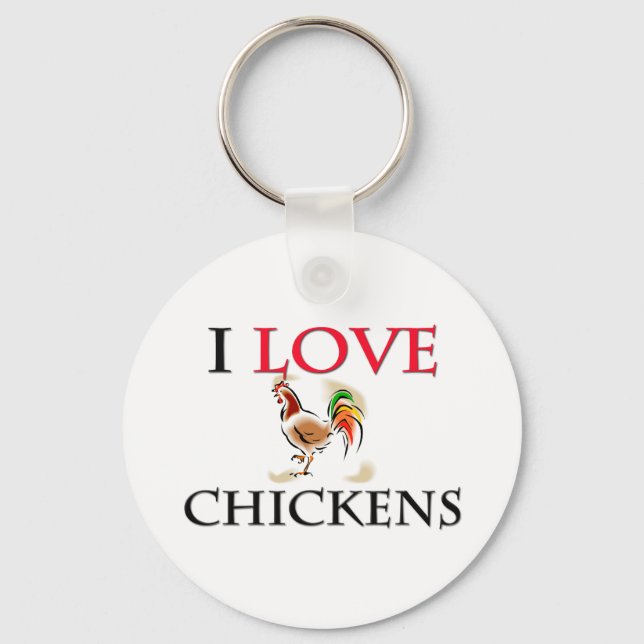 I Love Chickens Key Ring (Front)