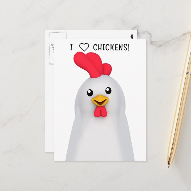 I Love Chickens! Postcard (Front/Back In Situ)