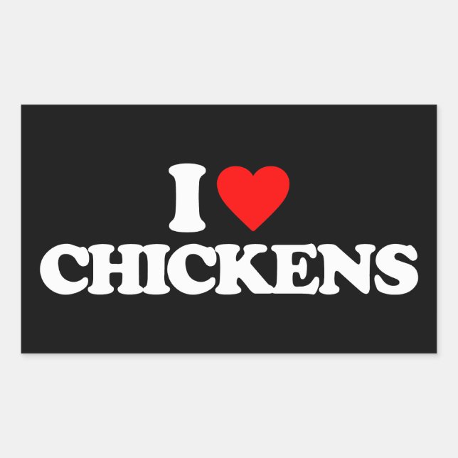 I LOVE CHICKENS RECTANGULAR STICKER (Front)