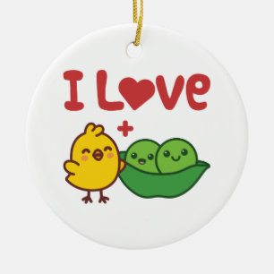 I Love Chickpeas Hummus Kawaii Ceramic Tree Decoration