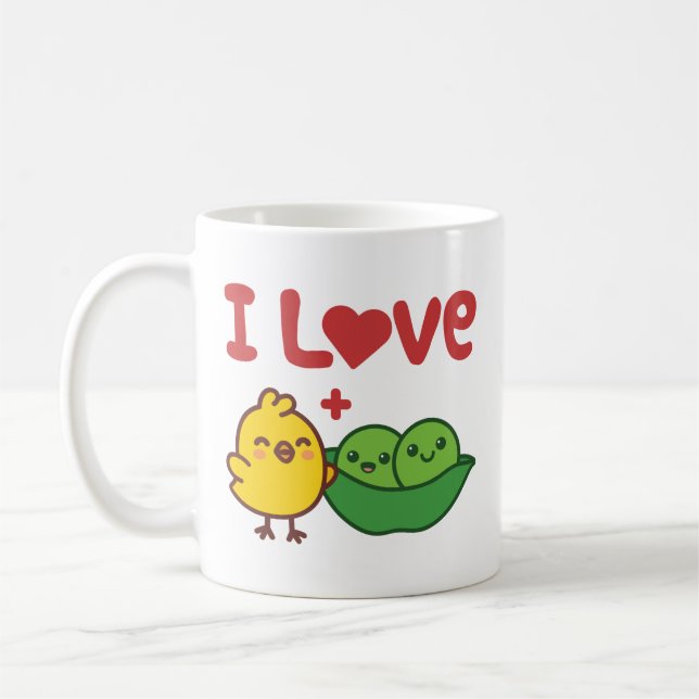 I Love Chickpeas Hummus Kawaii Coffee Mug (Left)