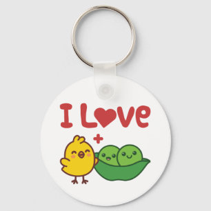 I Love Chickpeas Hummus Kawaii Key Ring