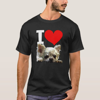 I Love Chihuahua Dog Chiwawa Long Hair Dog Lover T-Shirt