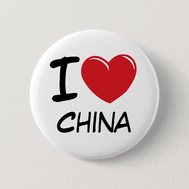 I Love China 6 Cm Round Badge (Front)