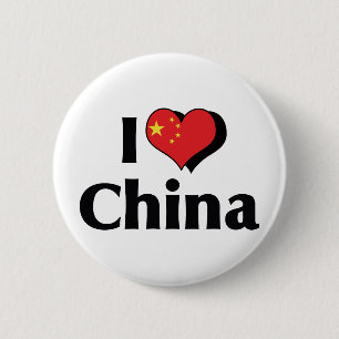 I Love China Flag 6 Cm Round Badge
