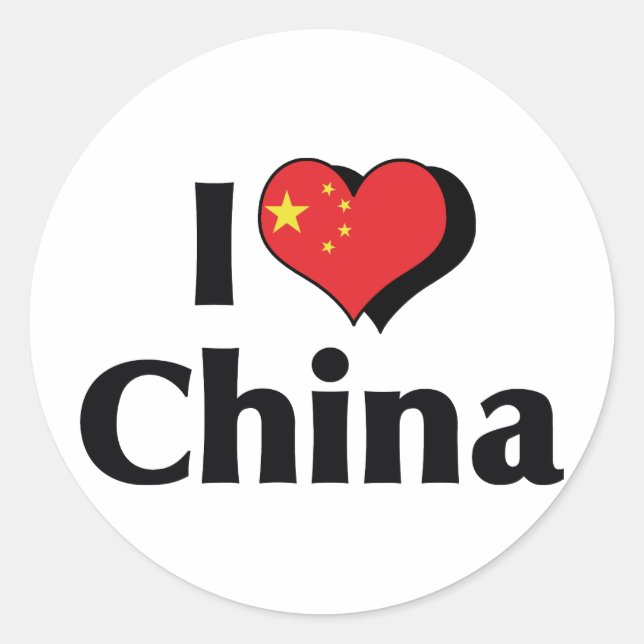 I Love China Flag Classic Round Sticker (Front)