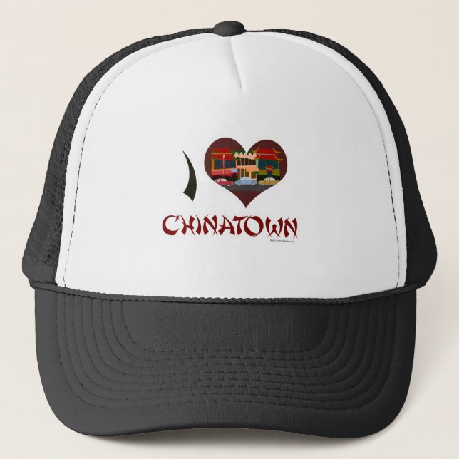 I love Chinatown San Francisco Illustration Heart Trucker Hat (Front)
