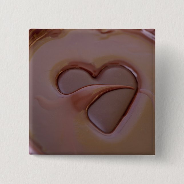 I love chocolate 15 cm square badge (Front)