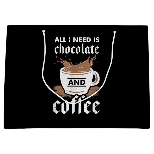 I Love Chocolate And Coffee Large Gift Bag (Front)