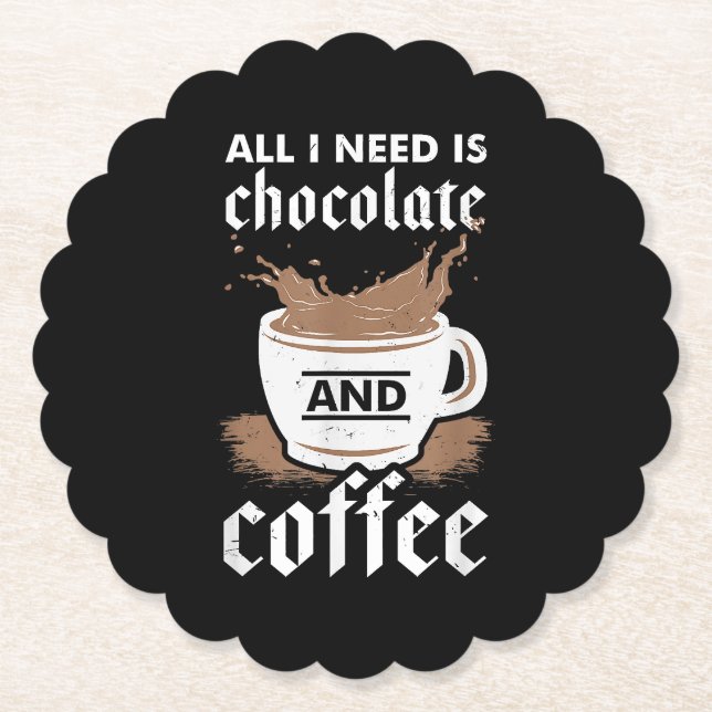 I Love Chocolate And Coffee Paper Coaster (Front)