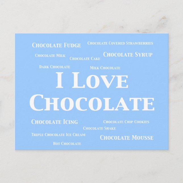 I Love Chocolate Gifts Postcard (Front)
