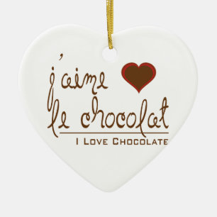 I Love Chocolate, in French! Ceramic Tree Decoration
