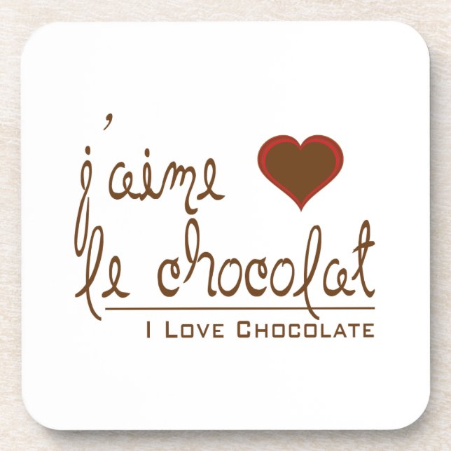 I Love Chocolate, in French! Coaster (Front)