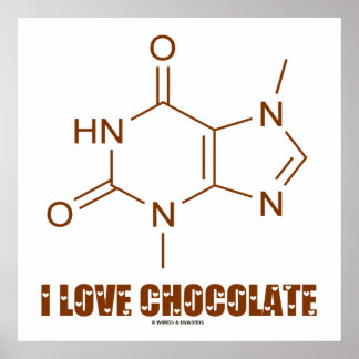 I Love Chocolate (Theobromine Chemical Molecule) Poster