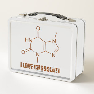 I Love Chocolate Theobromine Molecule Chemistry Metal Lunch Box