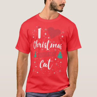 I Love Christmas And My Cat I Snowflakes Xmas Tree T-Shirt
