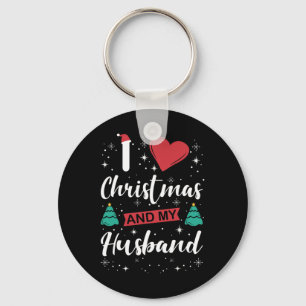 I Love Christmas And My Husband I Snowflakes Xmas Key Ring