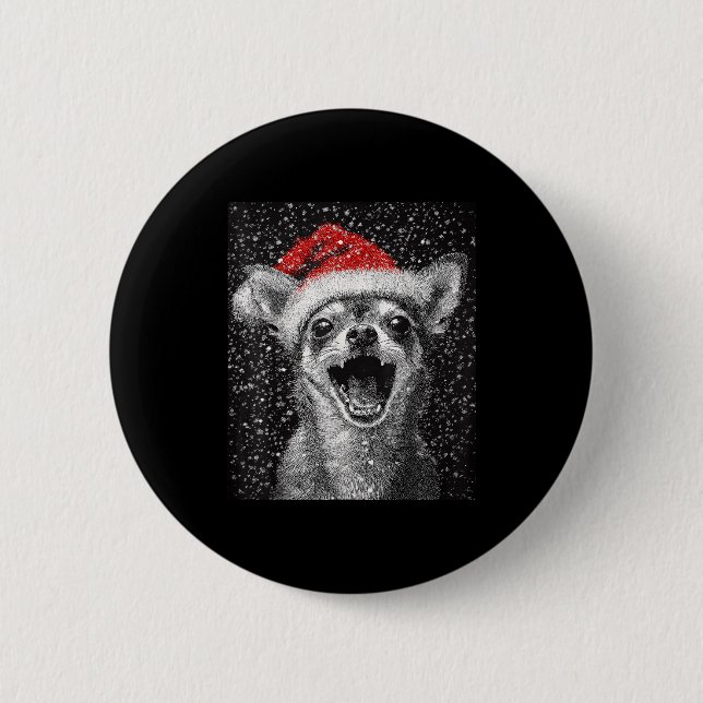 I Love Christmas Chihuahua  6 Cm Round Badge (Front)