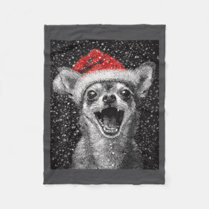 I Love Christmas Chihuahua Fleece Blanket