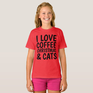 I LOVE CHRISTMAS COFFEE & CATS CAT T-Shirts