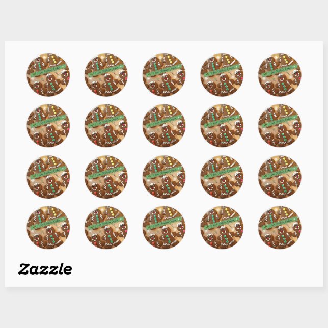 I Love Christmas Cookies - Colourful Gingerbread Classic Round Sticker (Sheet)