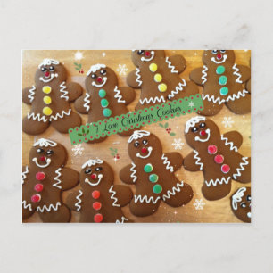 I Love Christmas Cookies - Colourful Gingerbread Holiday Postcard