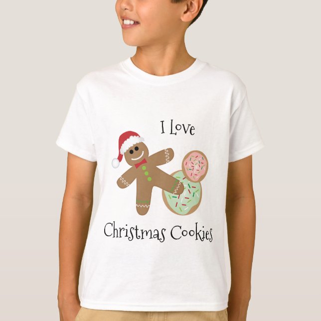 I Love Christmas Cookies | Gingerbread Man T-Shirt (Front)