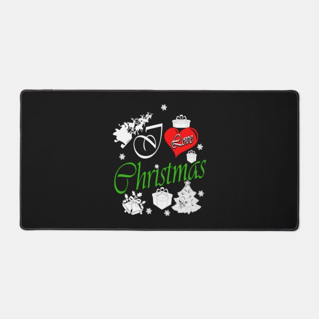 I Love Christmas    Desk Mat (Front)