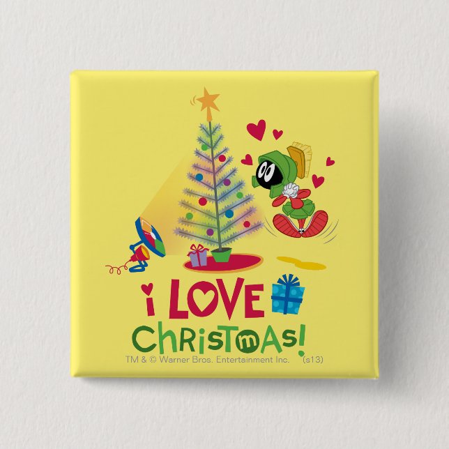 I Love Christmas - MARVIN THE MARTIAN™ 15 Cm Square Badge (Front)
