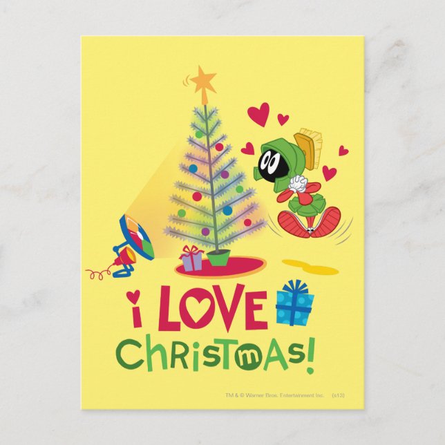 I Love Christmas - MARVIN THE MARTIAN™ Holiday Postcard (Front)