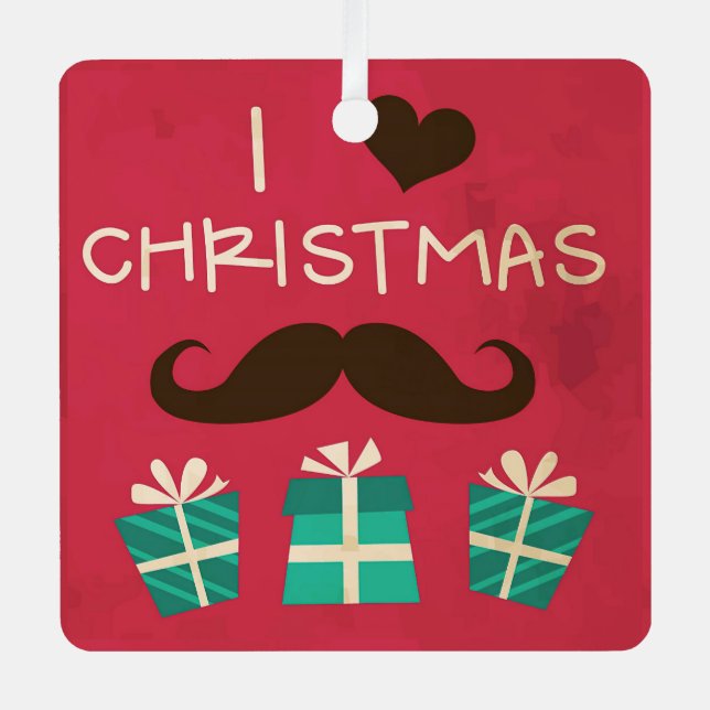 I Love Christmas Moustache Ornament (Front)