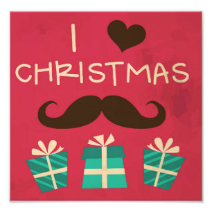 I Love Christmas Moustache Photo Print