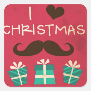 I Love Christmas Moustache Sticker