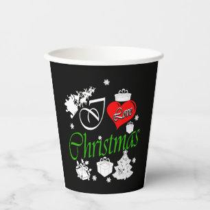 I Love Christmas Paper Cups