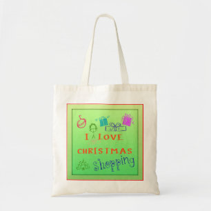I Love Christmas Shopping Grocery Tote Bag
