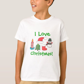 "I LOVE CHRISTMAS " TEE WITH XMAS ITEMS