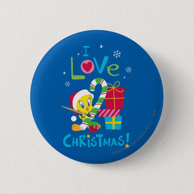 I Love Christmas - TWEETY™ 6 Cm Round Badge (Front)
