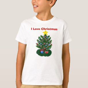 I Love Christmas Yellow Star Tree T-Shirt