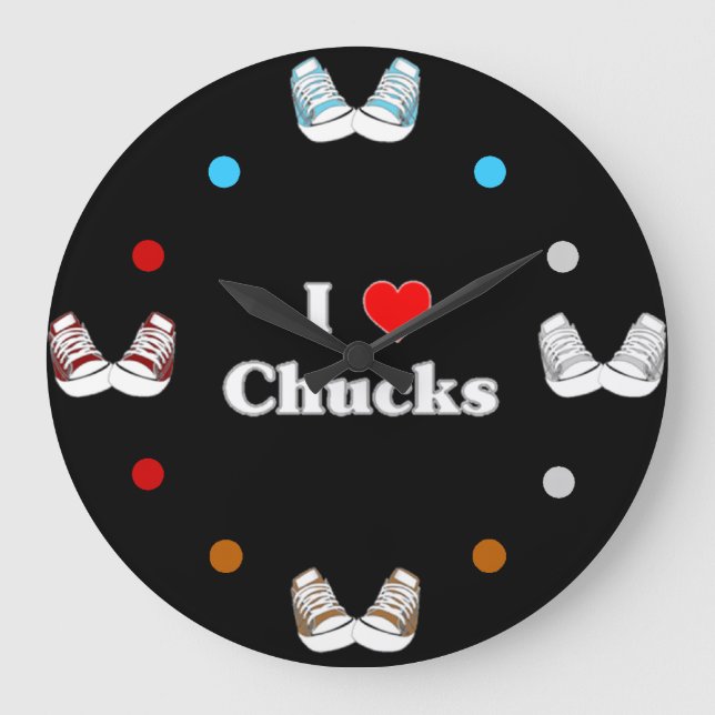 I Love Chucks Wall Clock (black) (Front)