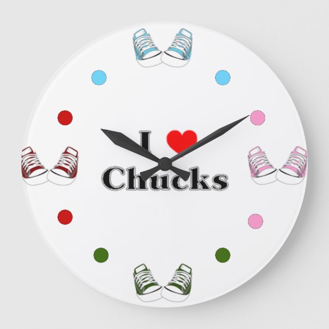 I Love Chucks Wall Clock (white) (Front)
