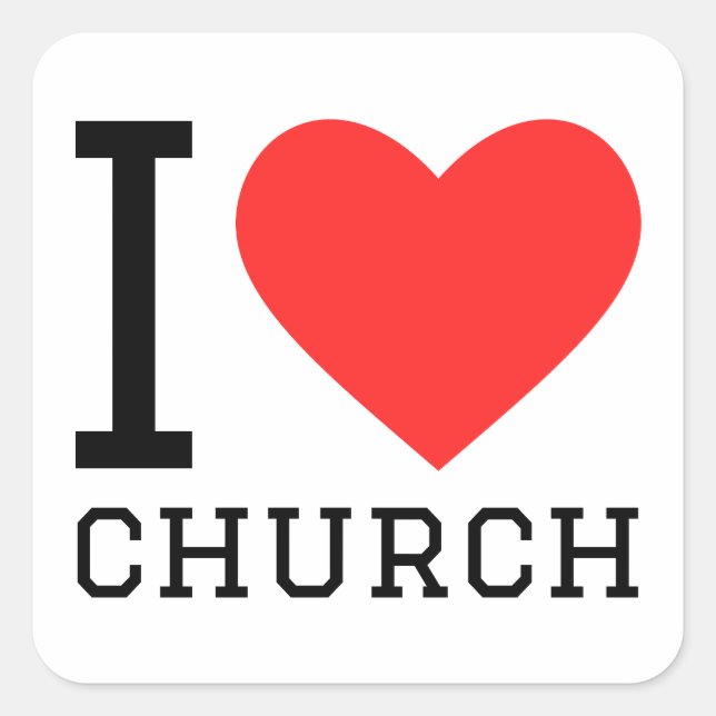 I love church square sticker (Front)
