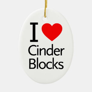 I Love Cinder Blocks Ceramic Tree Decoration